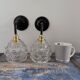 Set of two chiseled glass sconces