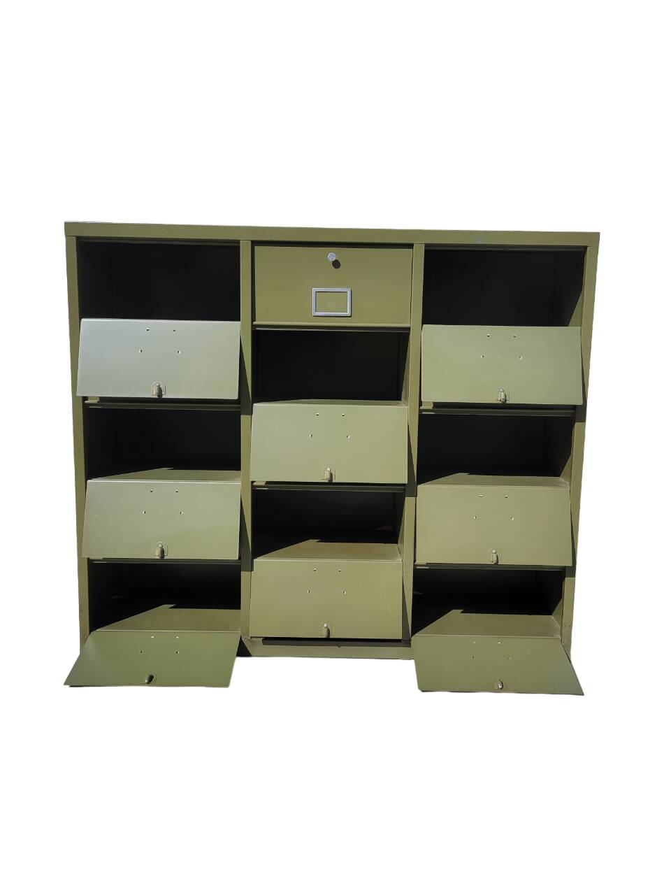 Industrial workshop furniture with 15 flaps Khaki