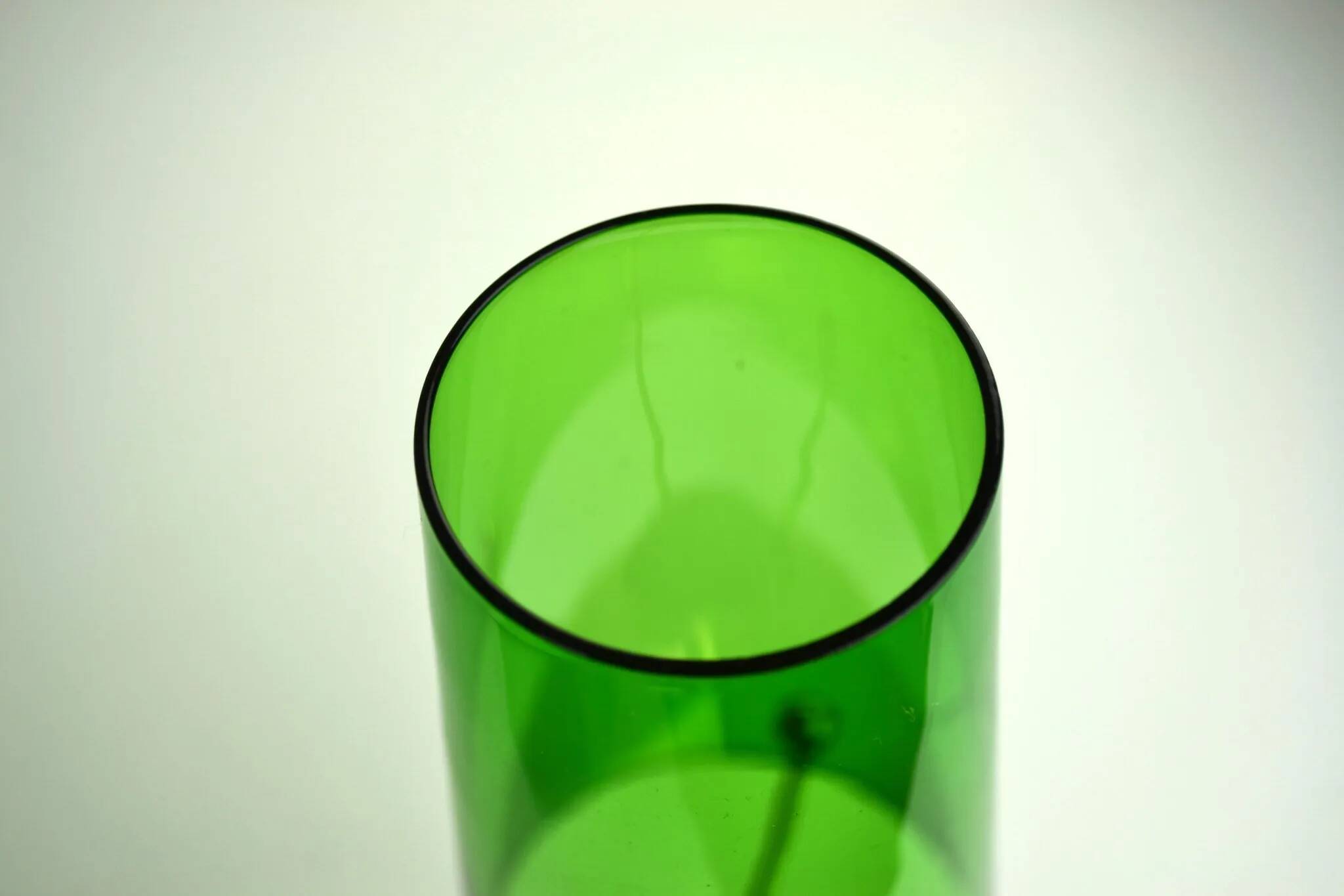 Pair of Brass & Green Glass Candleholders — Gunnar Ander for Ystad-Metall, Sweden, 1960s