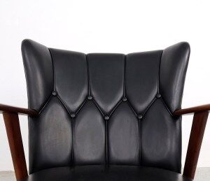 Danish teak and skai armchairs, Erhardsen & Andersen 1960s