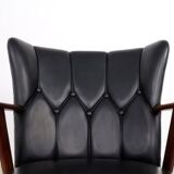 Danish teak and skai armchairs, Erhardsen & Andersen 1960s