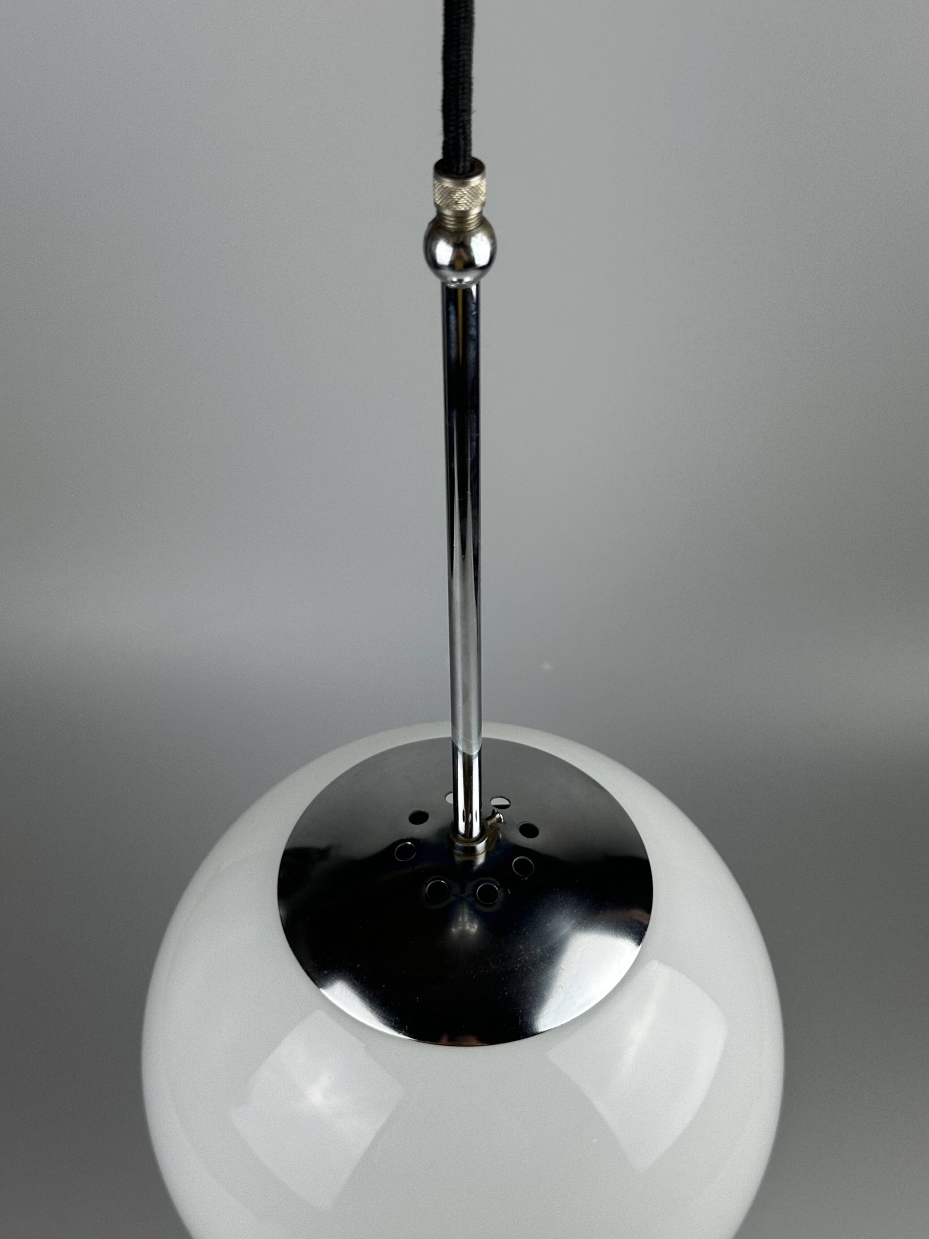 1960s and 1970s Globe Lamp, Hanging Lamp, Glass Ceiling Lamp, Space Age Des