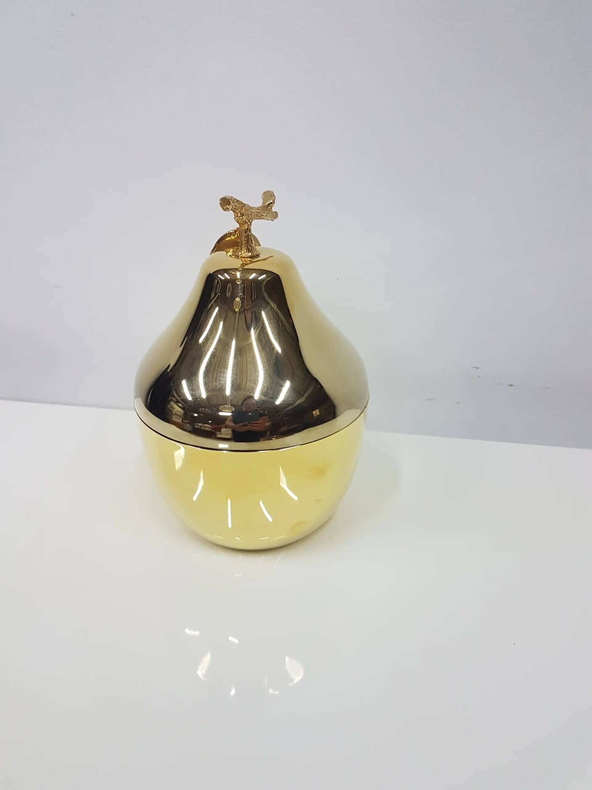 "Pear" ice bucket, gold-colored, gold-finished material, designed by H. Tur