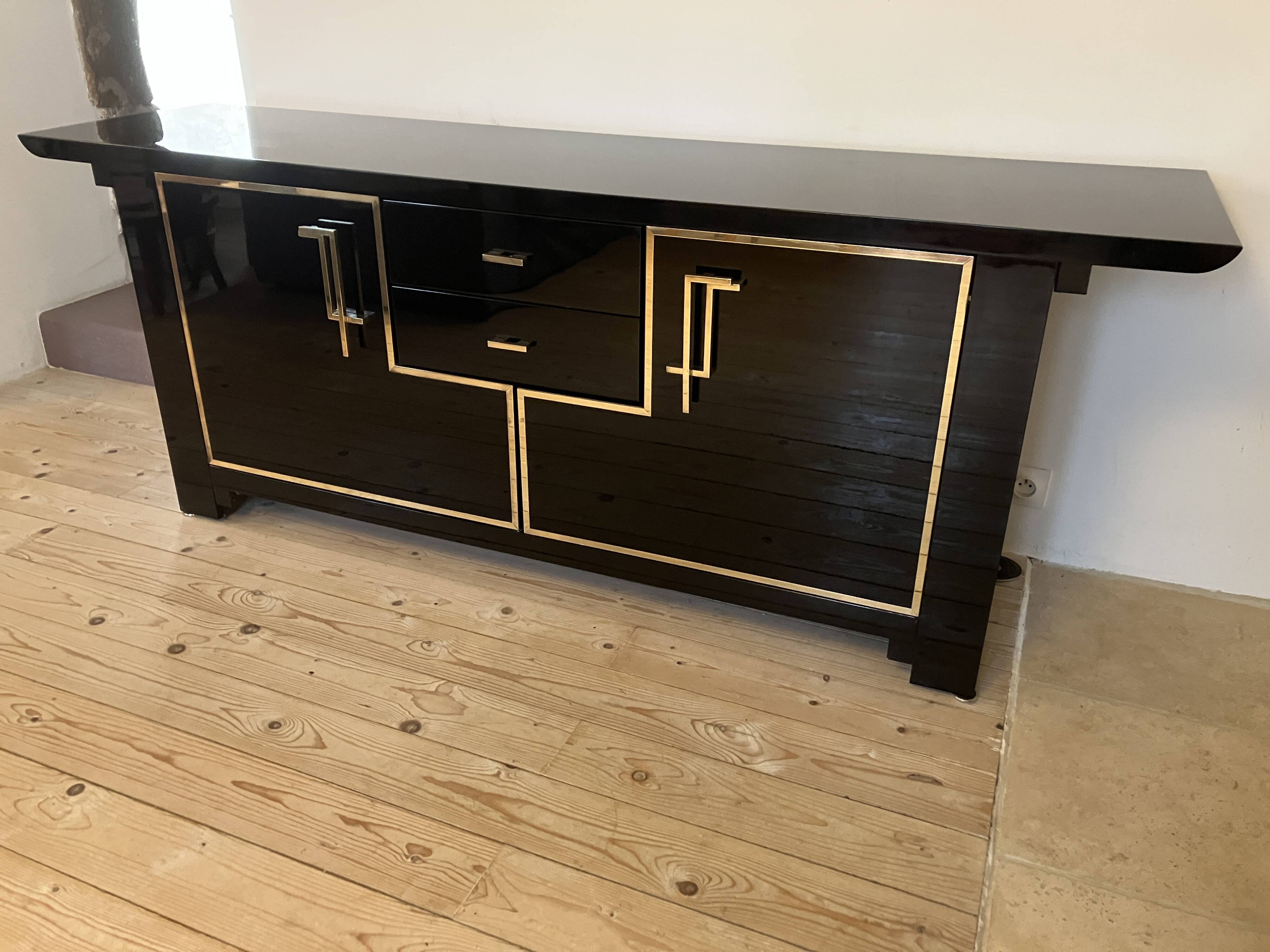 1970s black lacquer sideboard