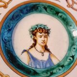 Italian faience plate with a female portrait decoration, Renaissance style.
