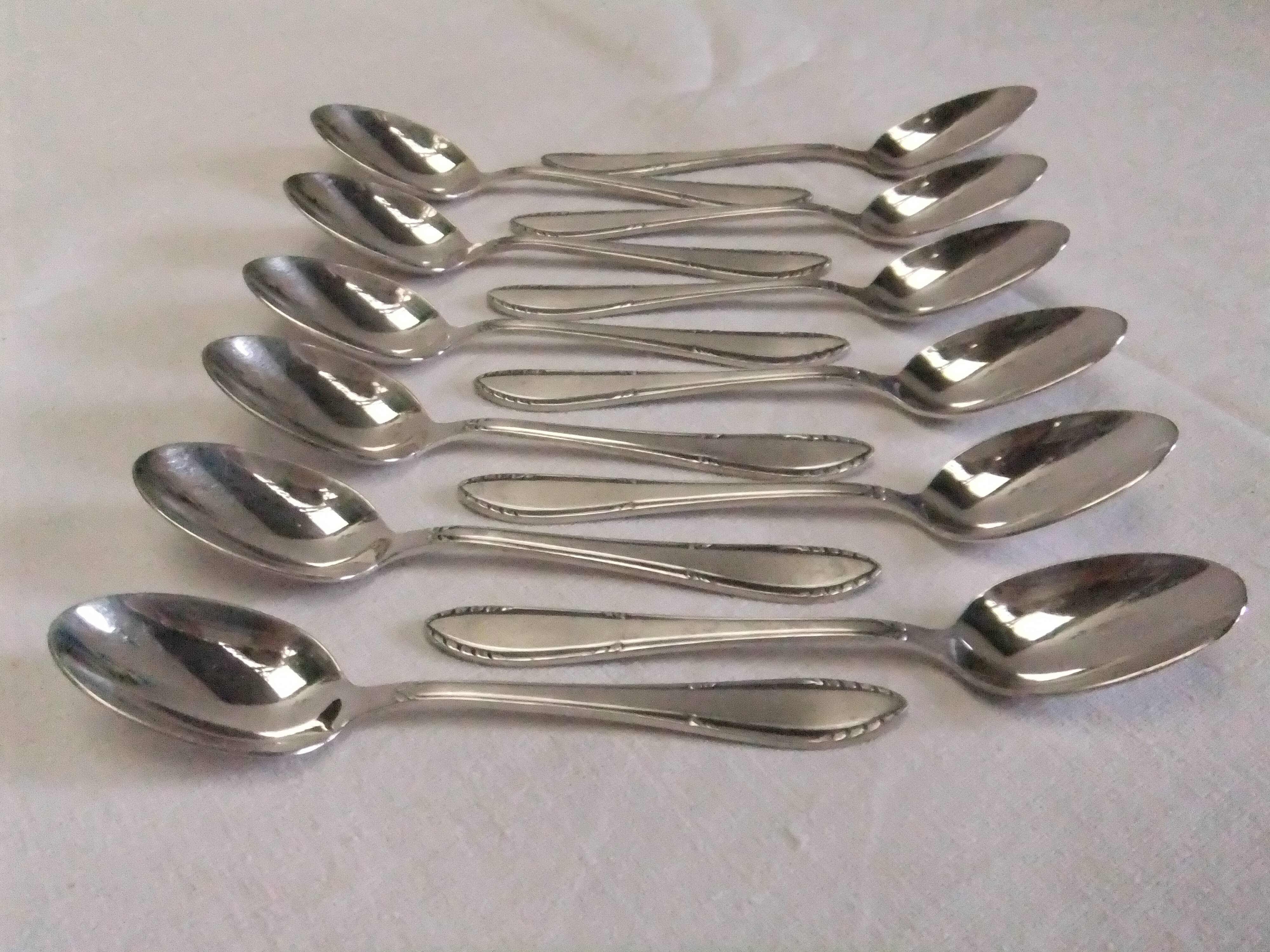 Small silver metal spoons RENEKA filet cutlery service goldsmithing