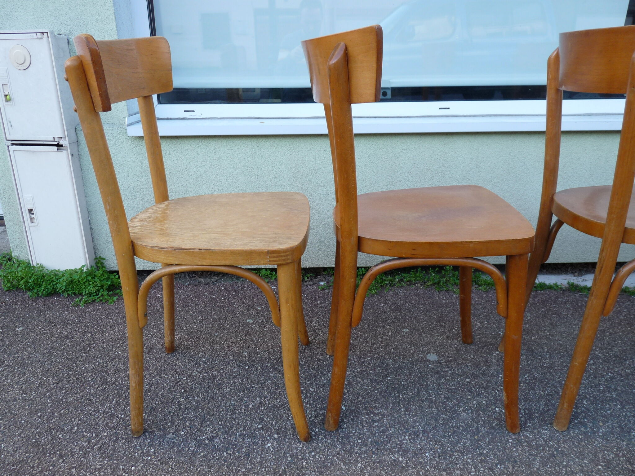Lot de 6 chaises de bistrot bar en bois
