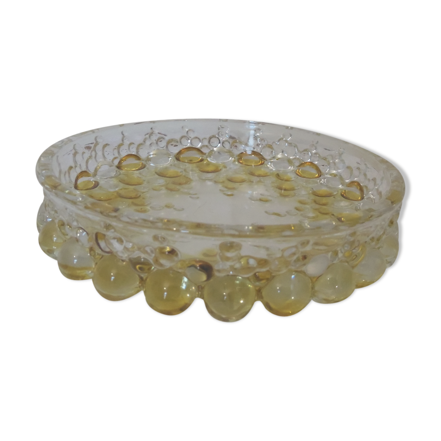 Glass pocket yellow trinket bowl