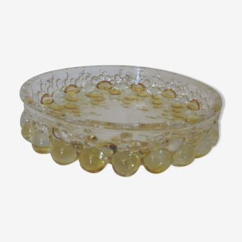Glass pocket yellow trinket bowl