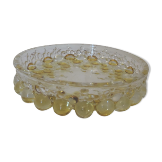 Glass pocket yellow trinket bowl