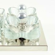 XL Mid Century floral wall light in glass and chrome by Sische, 1960s.