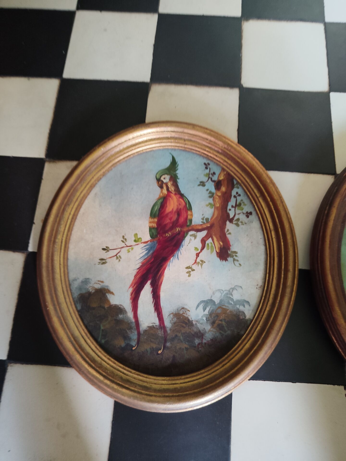 Pair of bird paintings