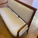 Walnut bench, from the restoration period, covered in white.