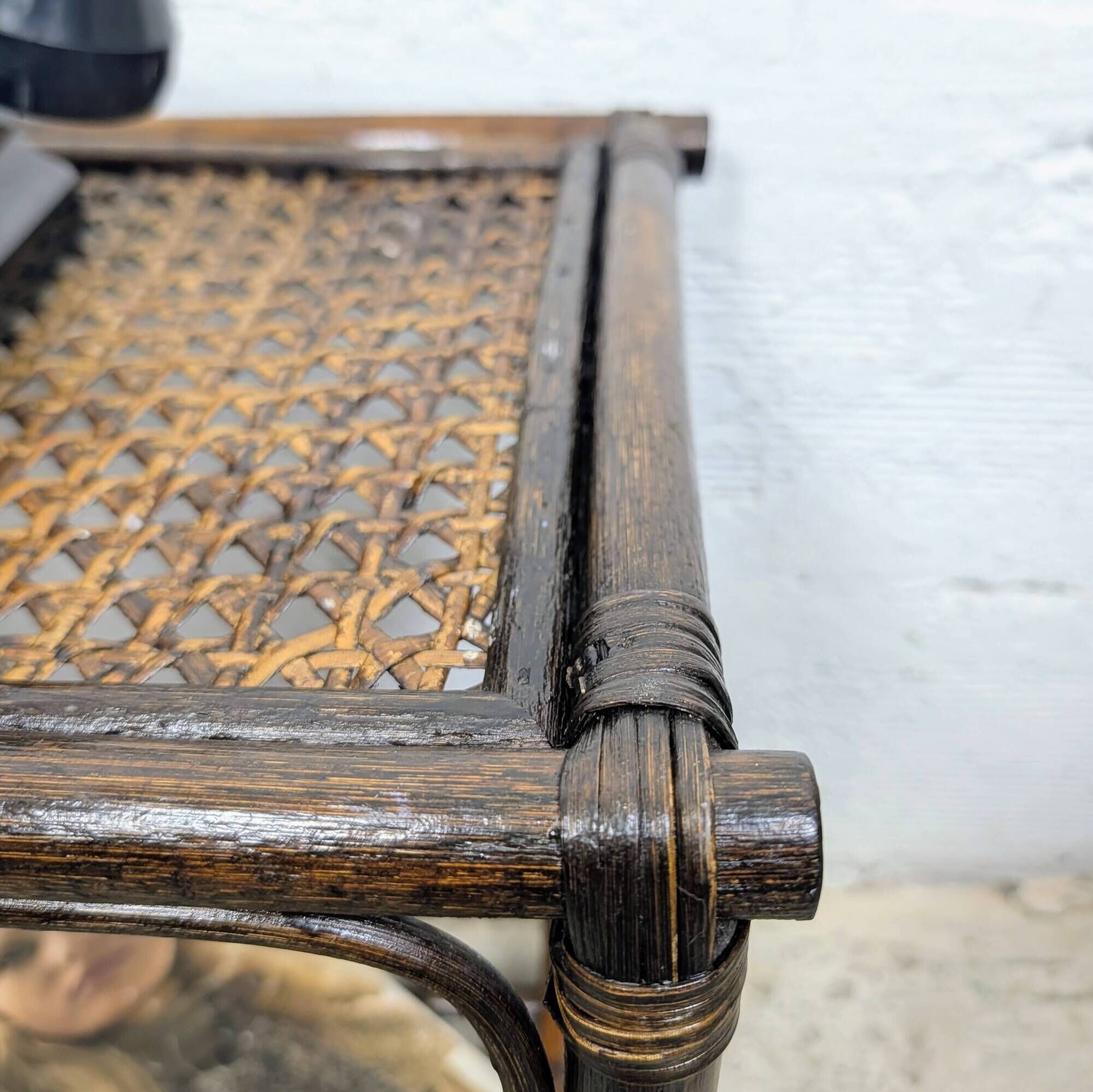 Side table in rattan and caning