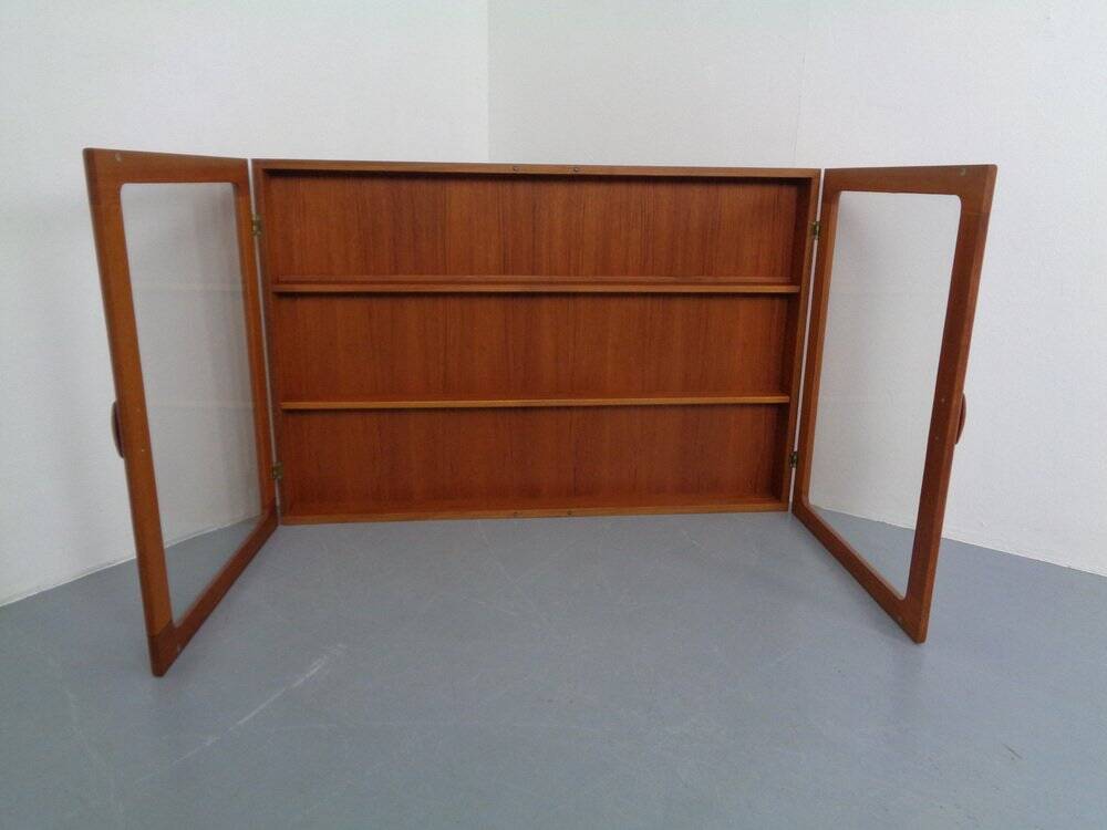 Wall cabinet with glass doors from Dyrlund, Denmark, 1970s.