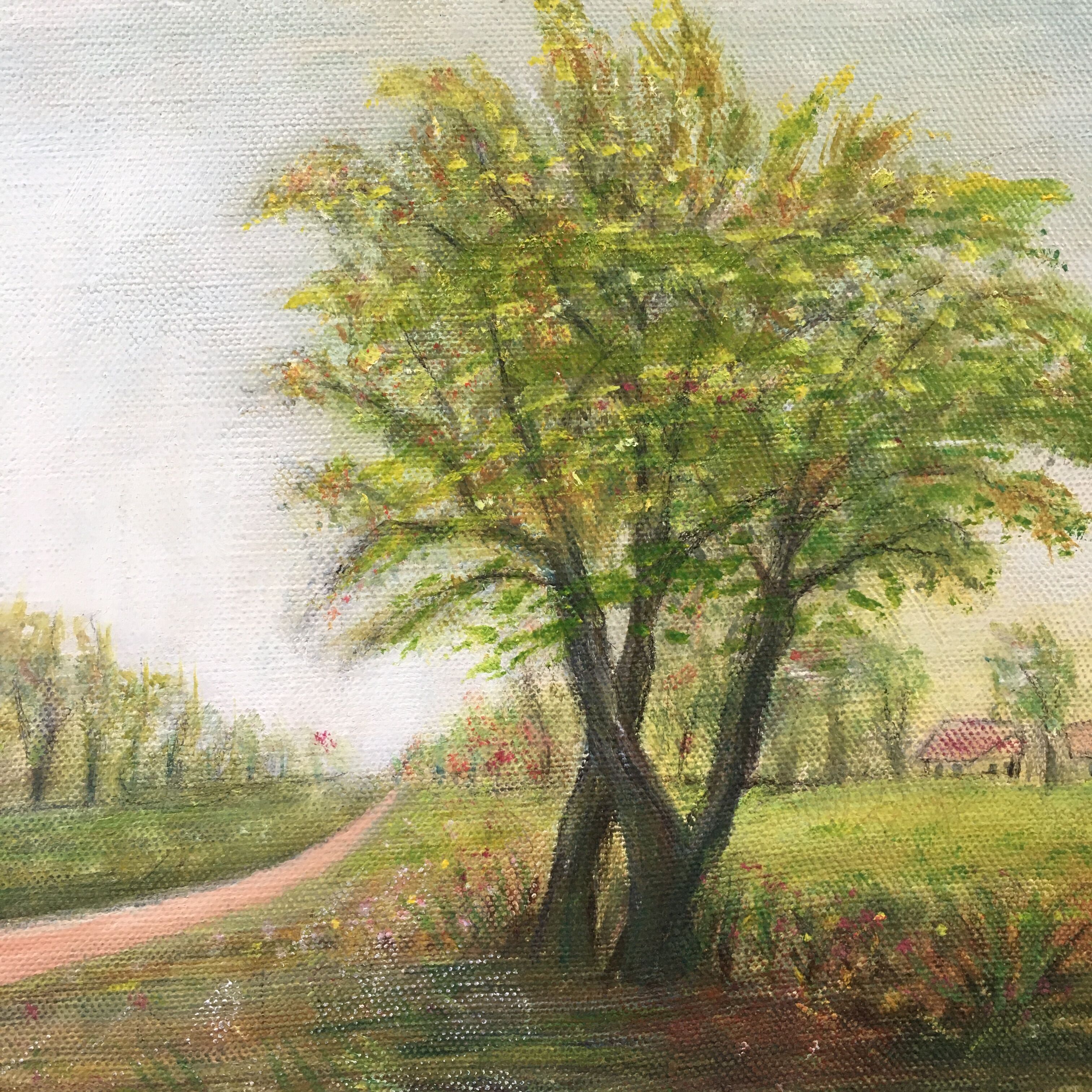 Tableau paysage naïf