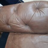 Mid-Century, Chesterfield sofa, natural leather