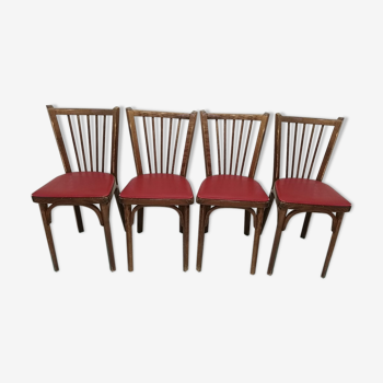 Lot de 4 chaises bistrots Baumann rouge