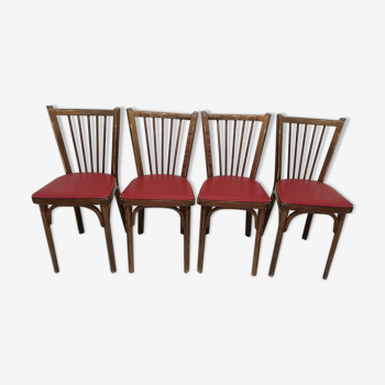 Set of 4 red Baumann bistro chairs