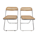 2 Plia folding chairs with woven wicker Giancarlo Piretti for Castelli, 1967