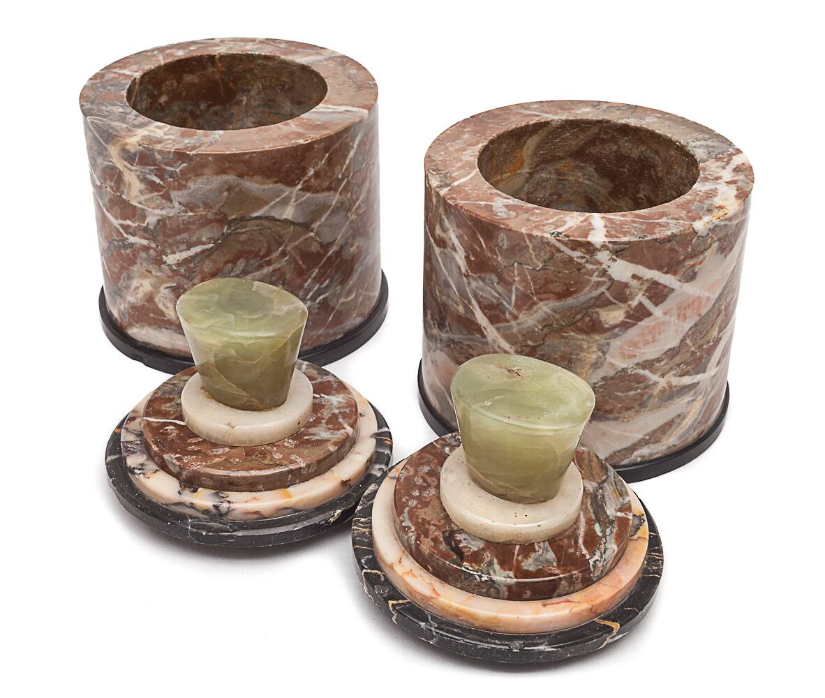 Pair of vintage marble candy dishes