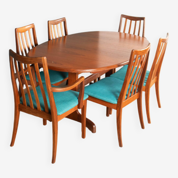 Table à manger et 6 chaises rétro en teck des années 1960 par G Plan Victor Wilkins