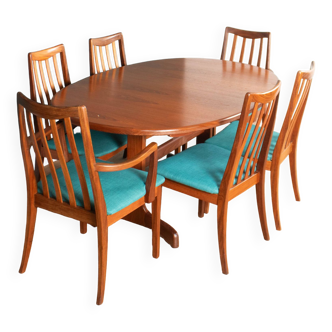 Table à manger et 6 chaises rétro en teck des années 1960 par G Plan Victor Wilkins