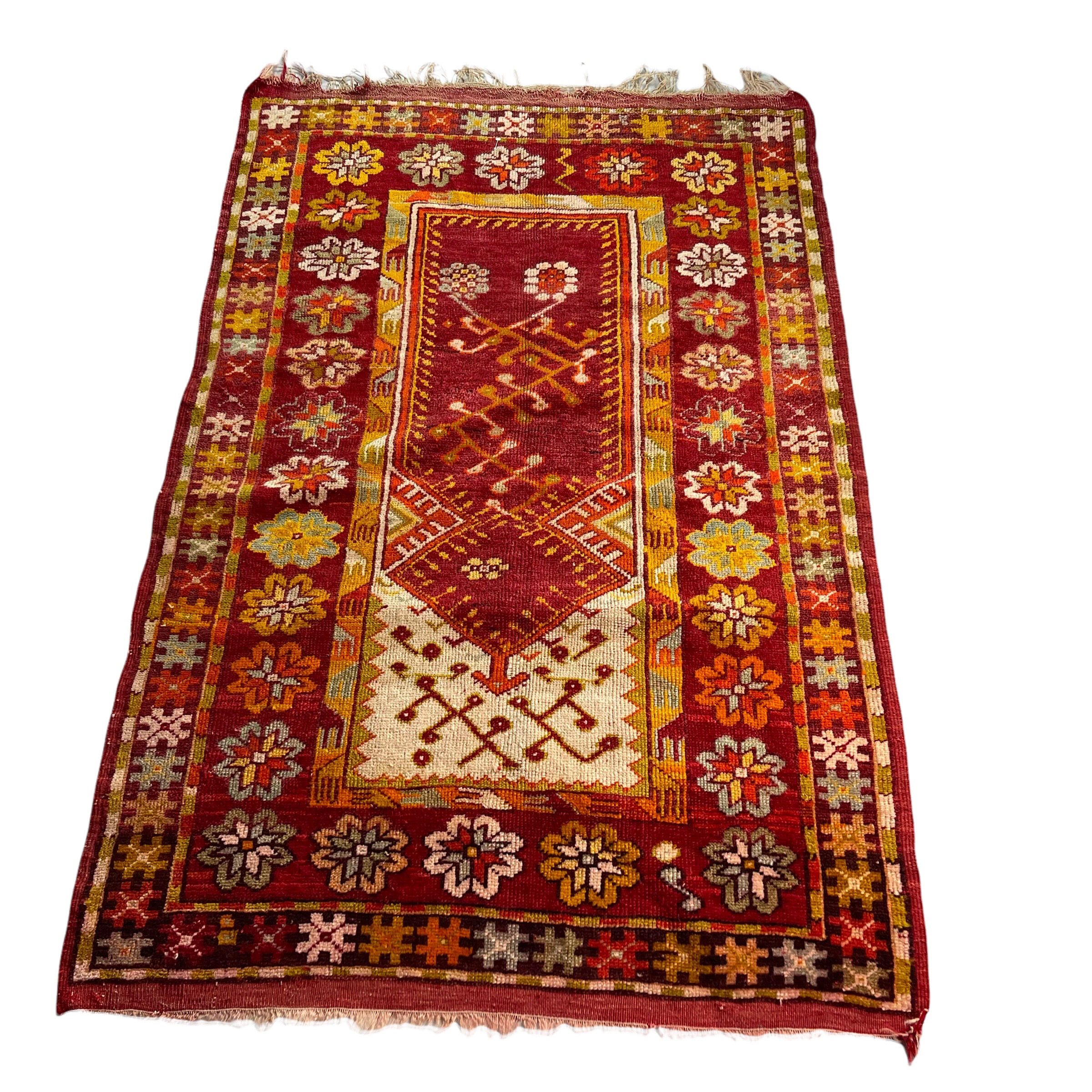 Antique turkish handmade rug, wool rug, anatolian  rug, 144 x 95 cm