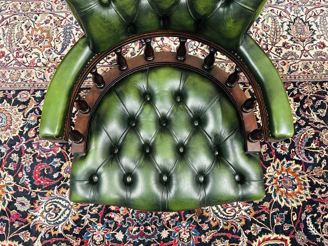 Classic English Green Chesterfield Captain Chair