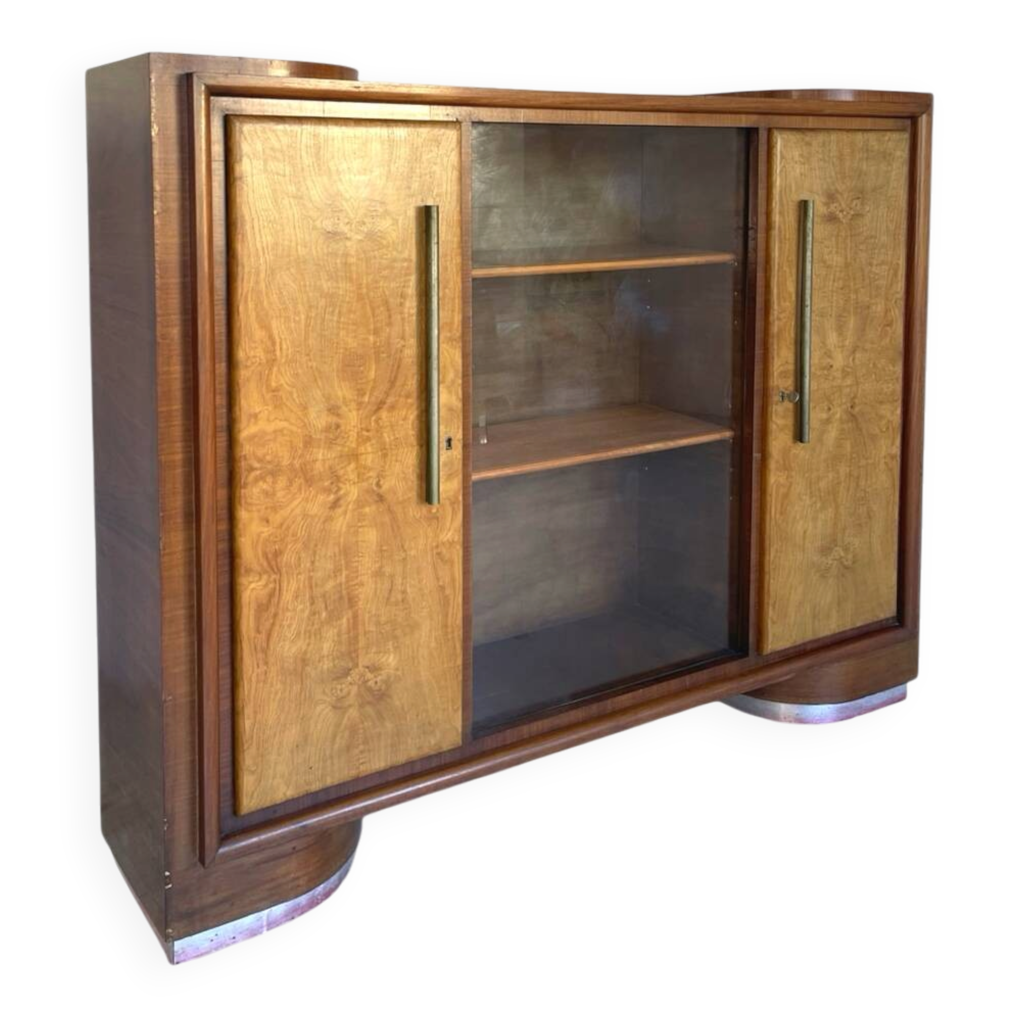 Striking Art Deco birch wood sideboard