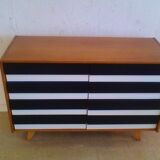 Commode à tiroirs noire et blanche République tchèque 1960s