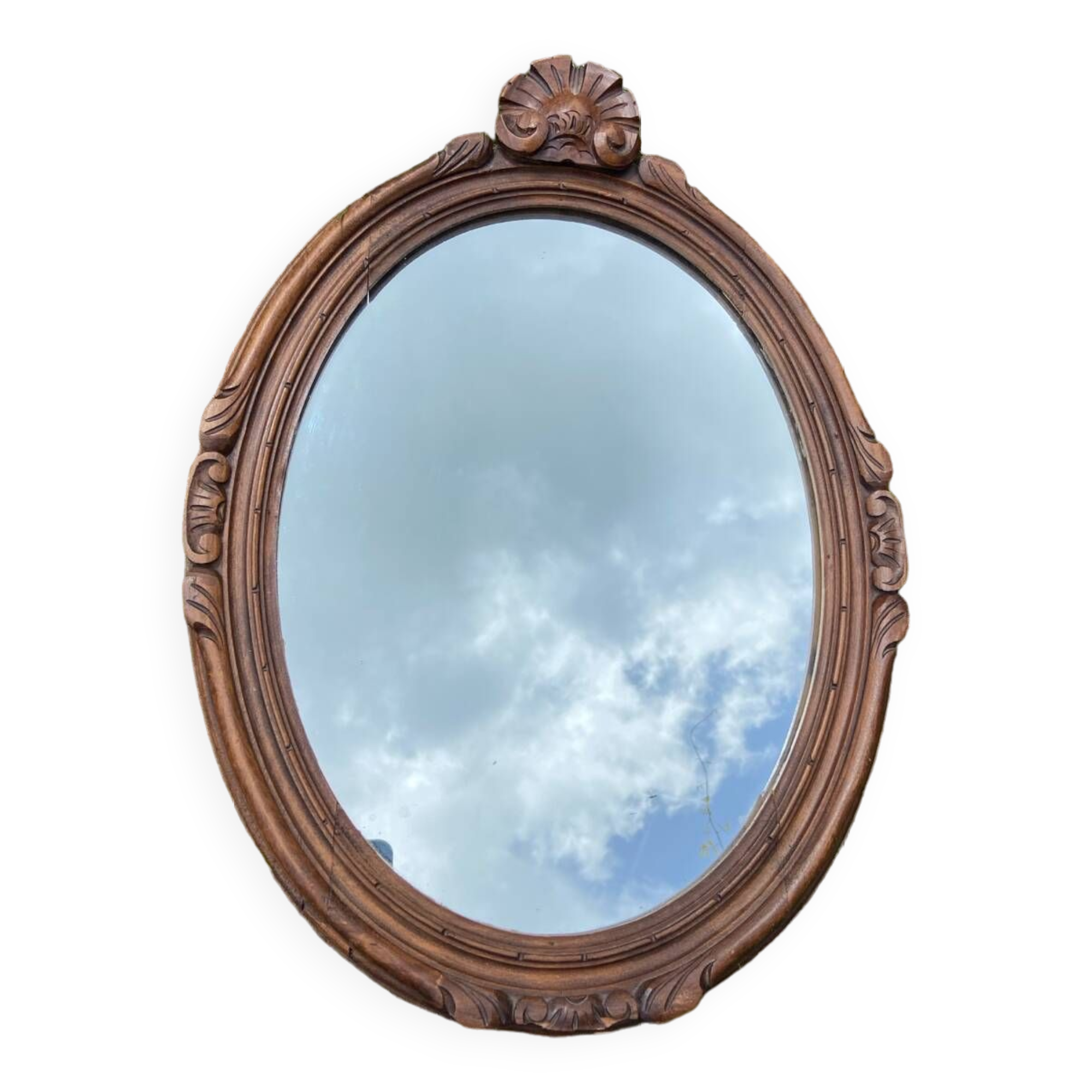 Old wood carved mirror 51 x 37