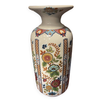 Vintage tall porcelain vase / jar with floral motifs circa 1970