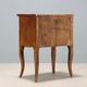 Antique baroque bedside table in walnut and rosewood, Italy, 18th century.