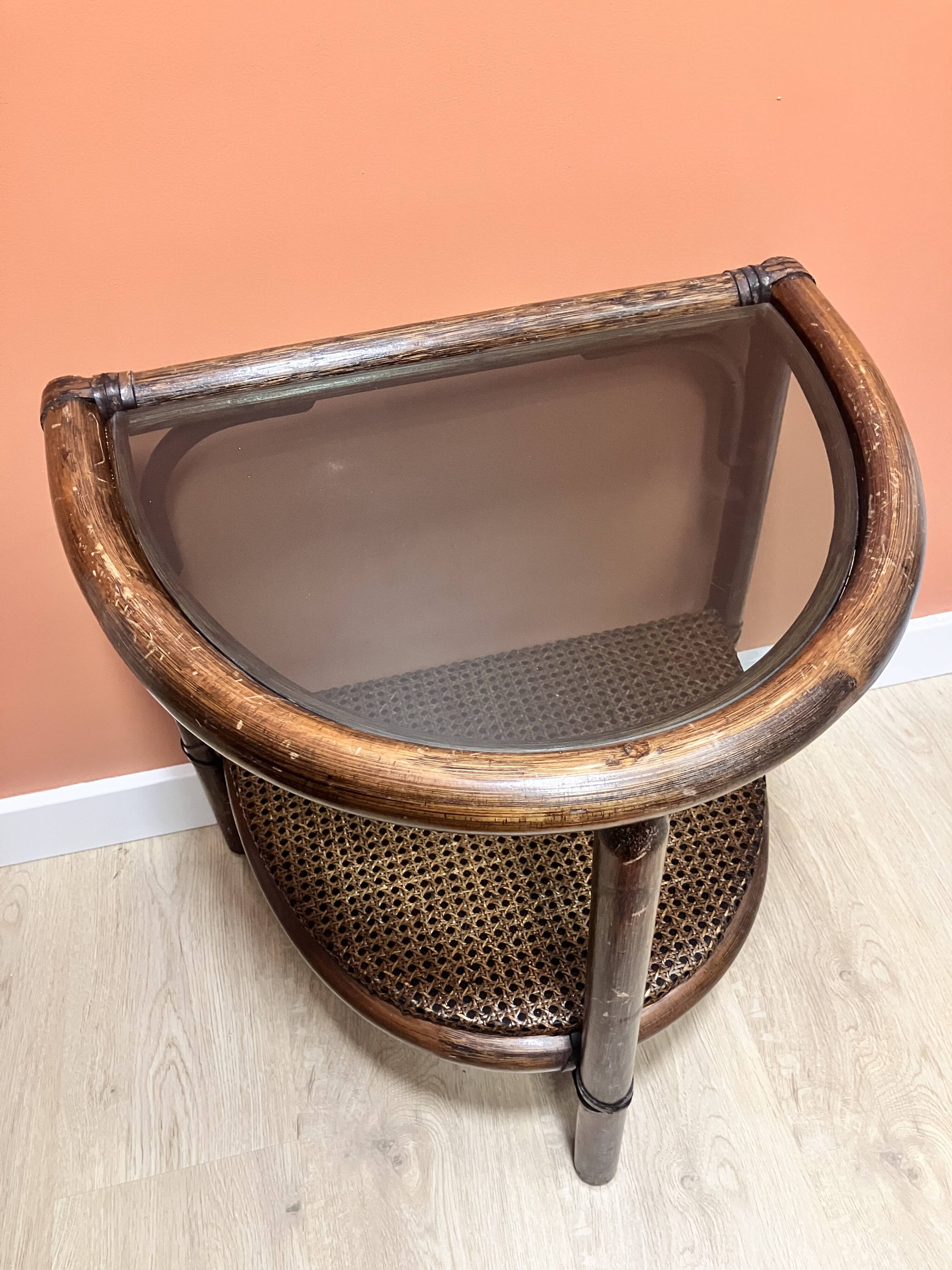 Side table / end table in rattan and caning