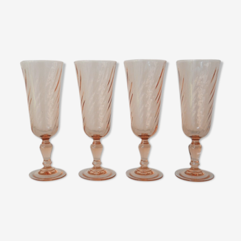 Lot of 4 flutes Rosaline d'Arcoroc