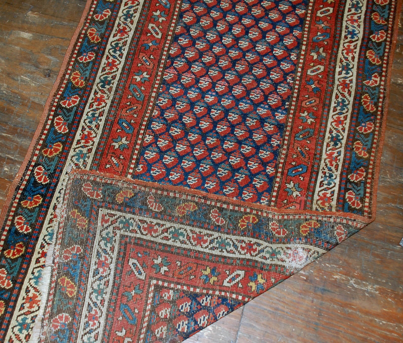 Old Caucasian carpet Gendje handmade 88cm x 177cm 1880s