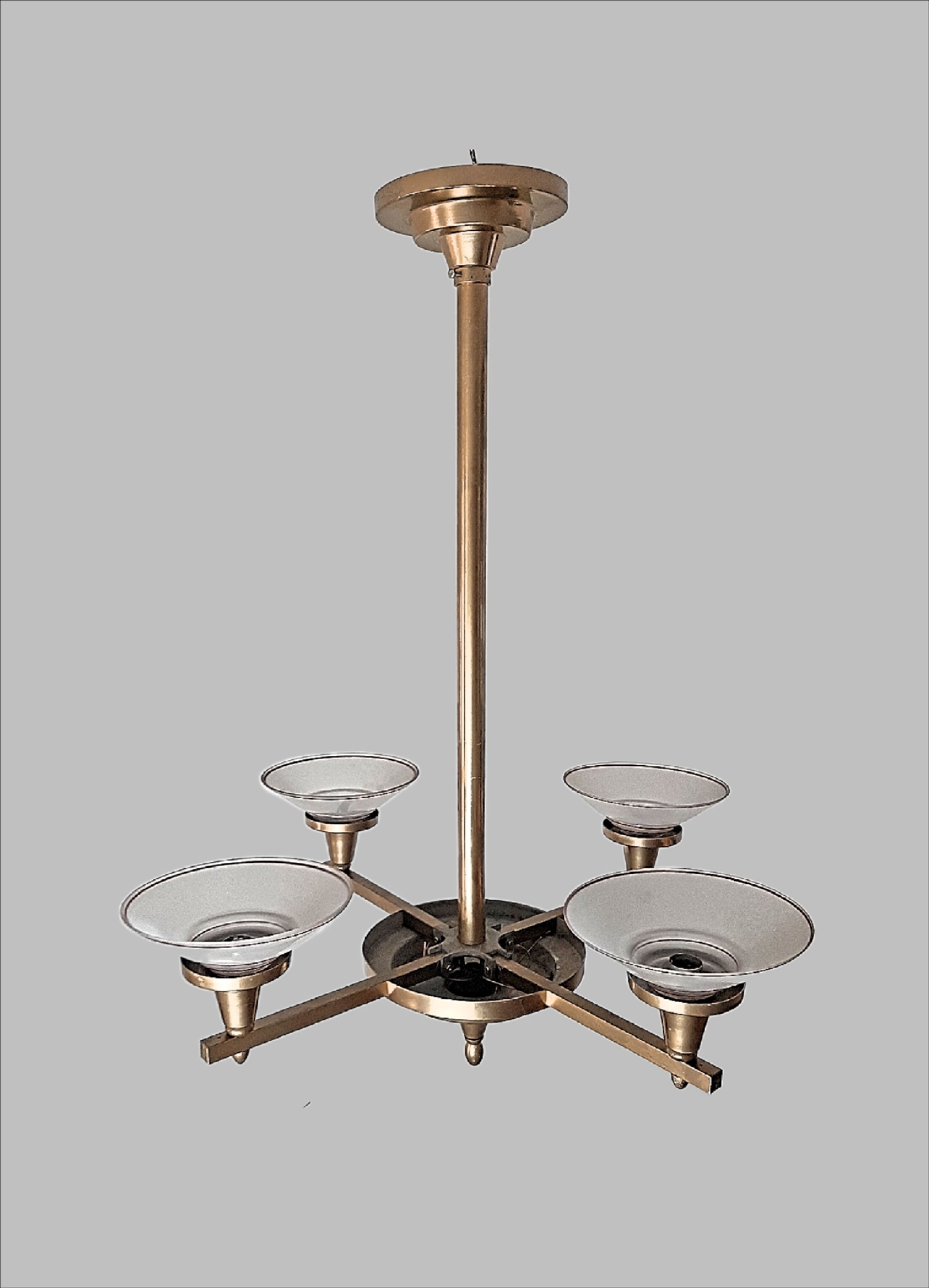 Chandelier Art Deco geometric shape, vintage c 1935