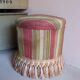 Small vintage stool / pouffe with fringes, boudoir style.