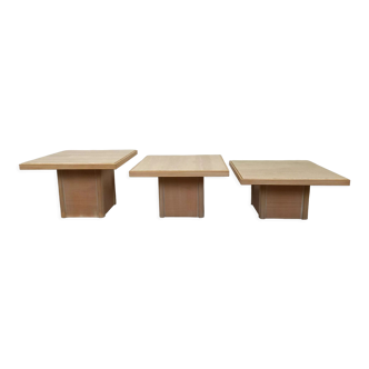Trio of travertine coffee tables in the 80s