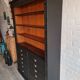 Industrial furniture loom shelf with drawers black patina