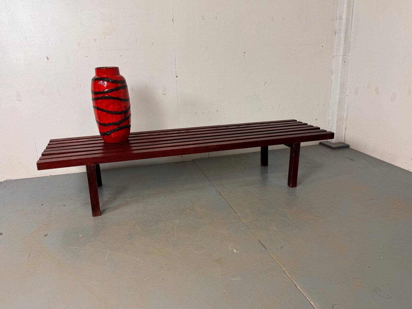 Mid-century modernist wooden wenge slat bench coffee table by Gijs Bakker for Castelijn, 1970s