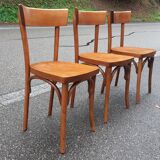 Set of 3 curved wood bistro chairs