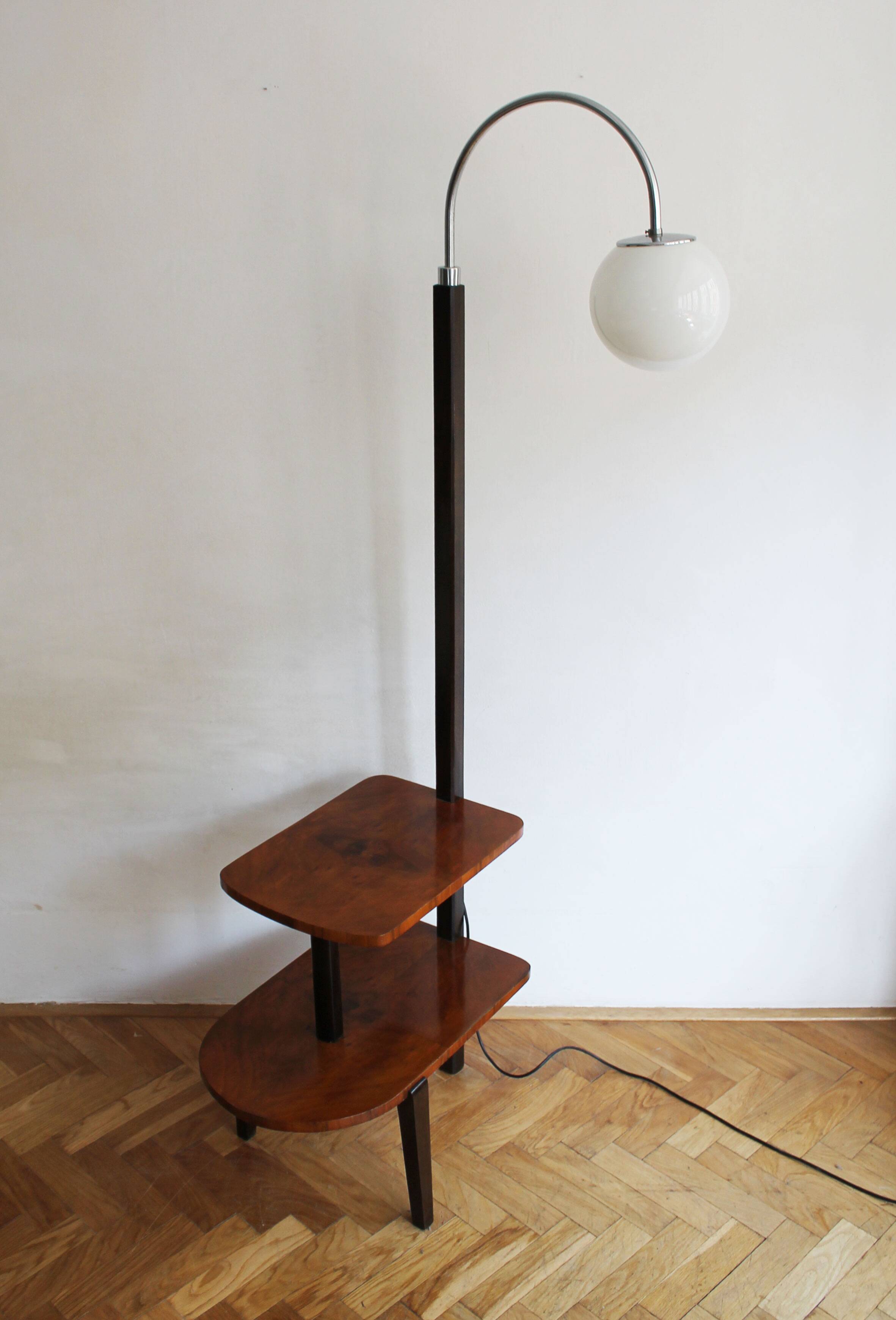 1950s Modernist Floor Lamp with Shelves