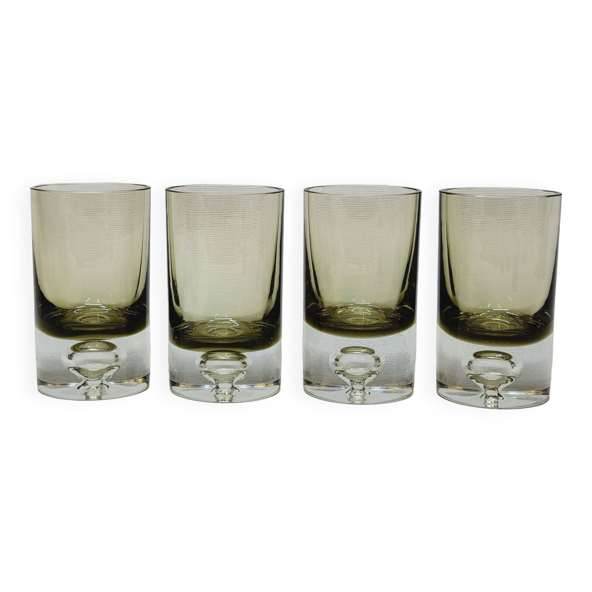 4 vintage whiskey glasses in smoked glass bubble design tapio wirkkala?