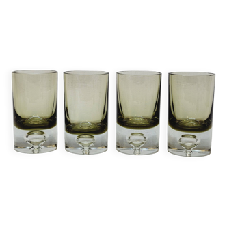4 vintage whiskey glasses in smoked glass bubble design tapio wirkkala?
