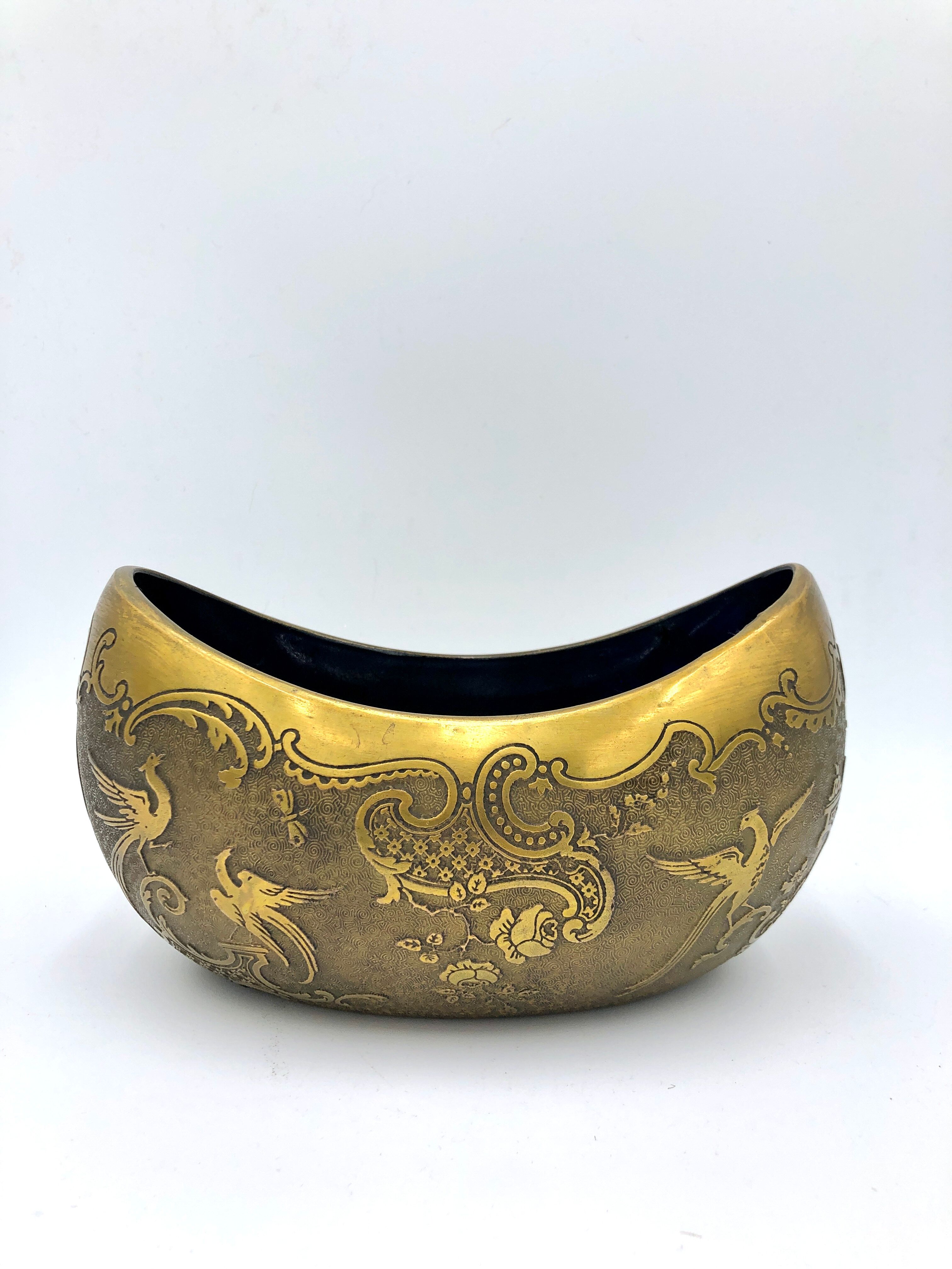 Crystal and copper shuttle cup Léon Ledru Val Saint Lambert