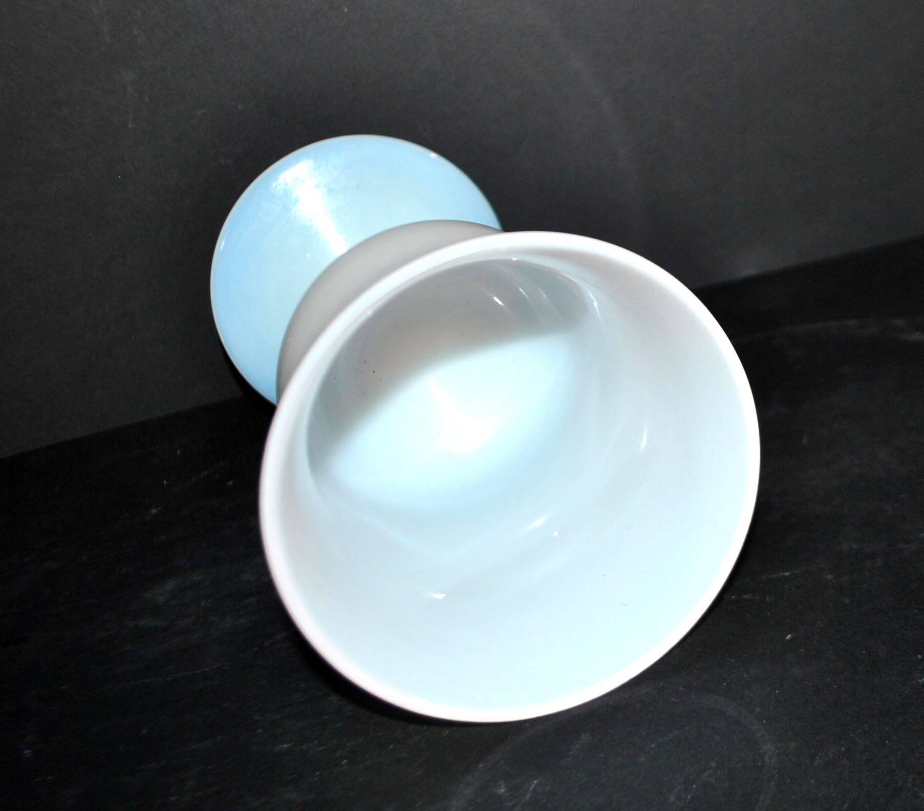 Antique footed glass in white opaline goblet chalice – Meisenthal craftsmanship?