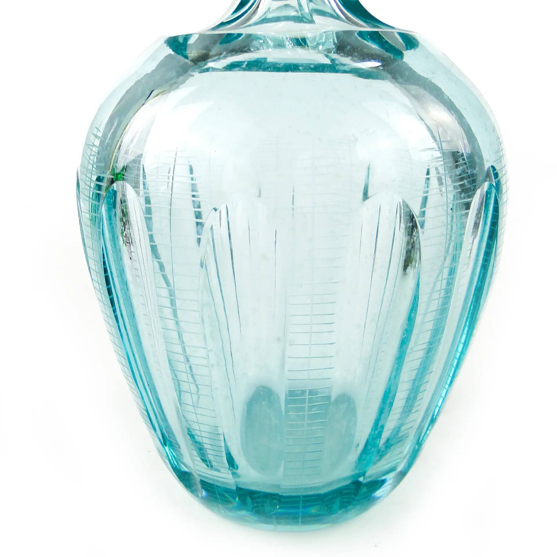 Carafe Beryl, moderne du milieu du siècle, en verre turquoise, Moser, Tchécoslovaquie, années 1960.