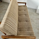 Old wooden sofa vintage brutalist design 60s